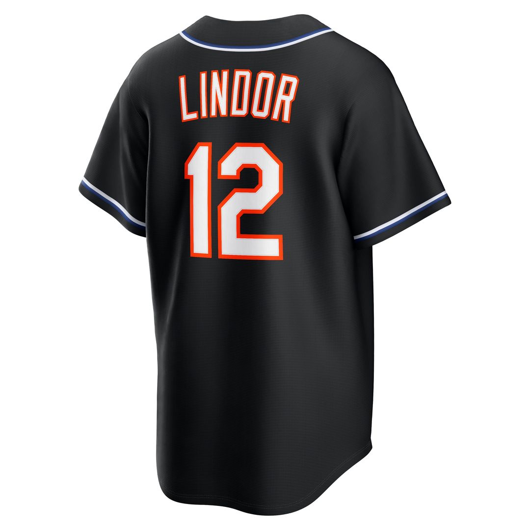 Francisco Lindor New York Mets Nike Fashion Replica Black Out Jersey
