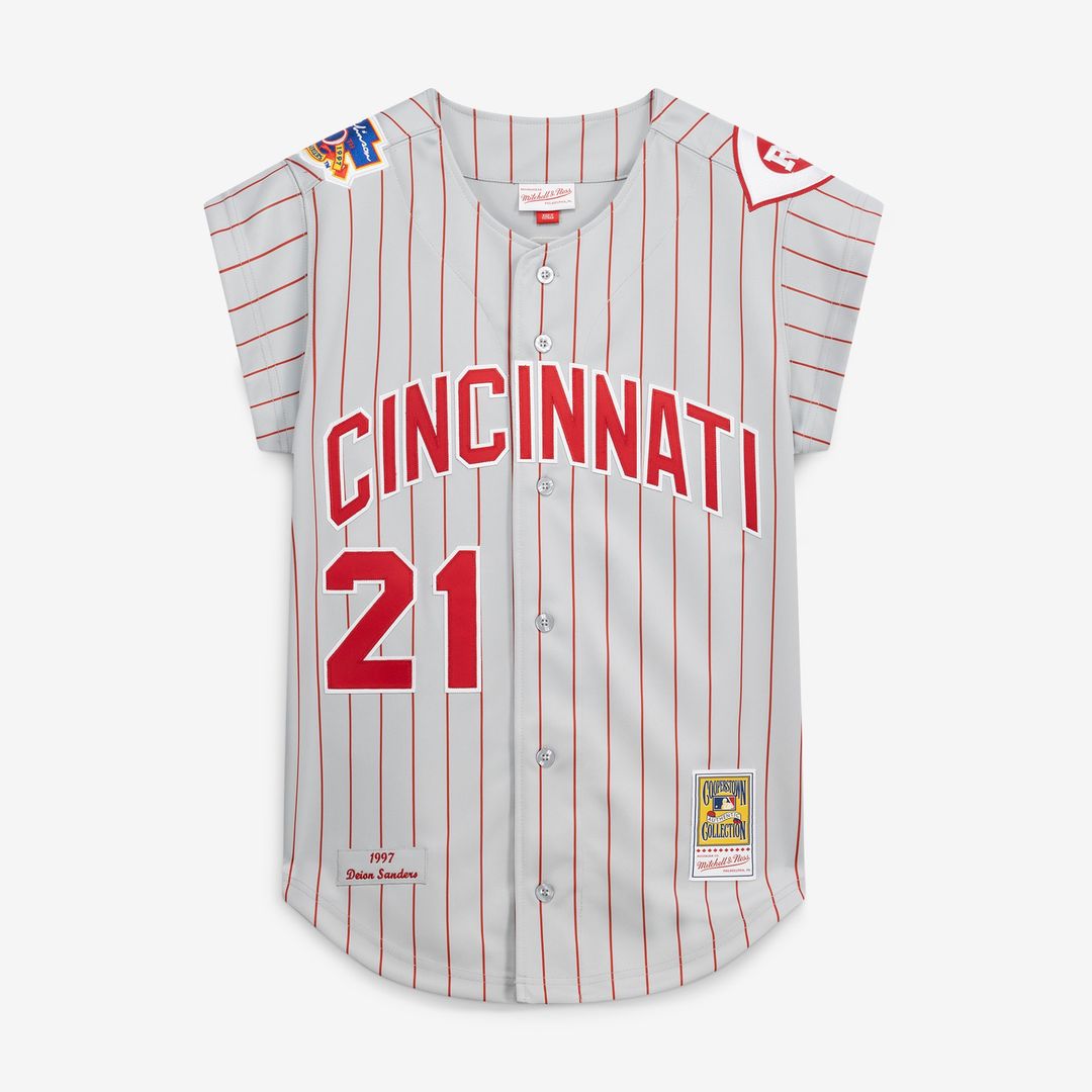 Deion Sanders Cincinnati Reds Mitchell & Ness 1997 Authentic Jersey - Gray