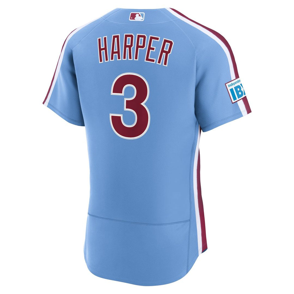 Bryce Harper Philadelphia Phillies Nike Alternate Authentic Sponsor Patch Jersey - Light Blue