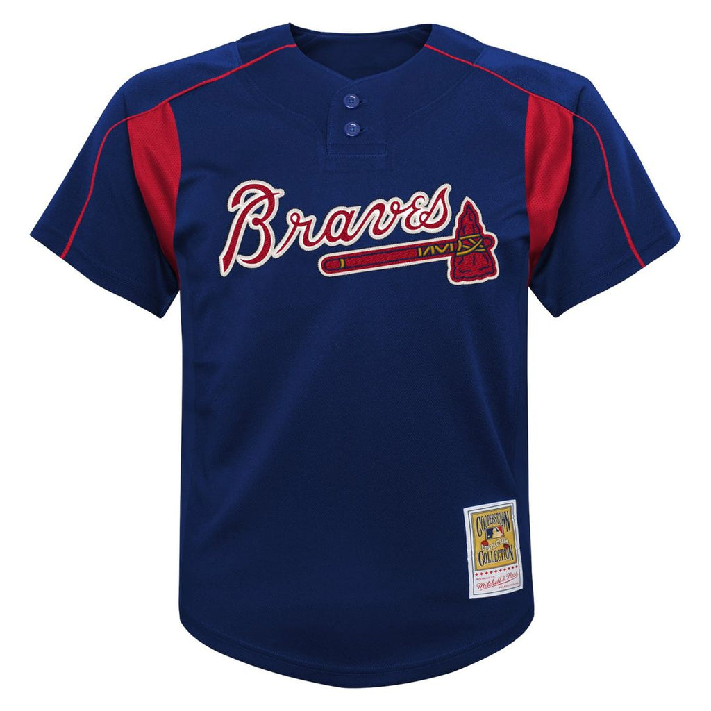 Chipper Jones Atlanta Braves Mitchell & Ness Youth Cooperstown Collection Mesh Batting Practice Jersey - Navy