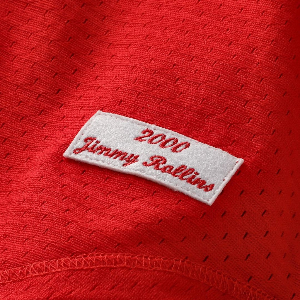 Jimmy Rollins Philadelphia Phillies Mitchell & Ness Cooperstown Mesh Batting Practice Button-Up Jersey - Red