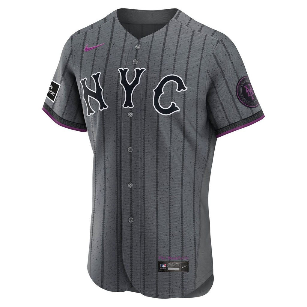 Francisco Lindor New York Mets Nike City Connect Authentic Sponsor Patch Jersey - Gray
