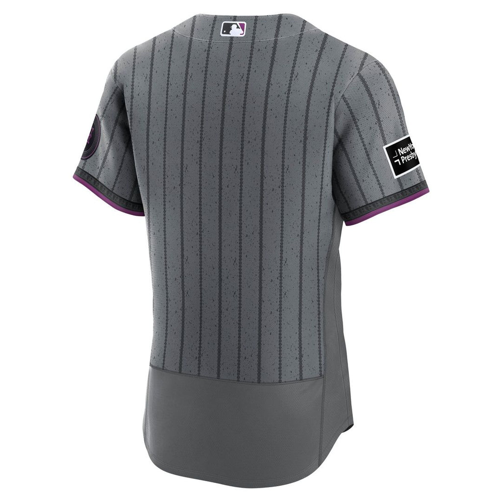 New York Mets Nike City Connect Authentic Sponsor Patch Jersey - Gray