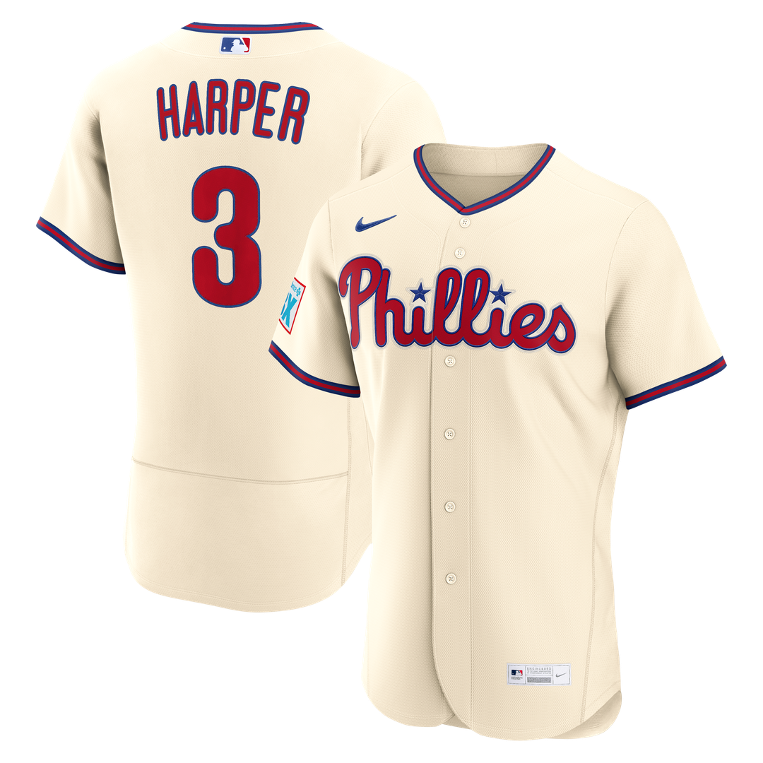 Bryce Harper Philadelphia Phillies Nike Home Authentic Sponsor Patch Jersey - White