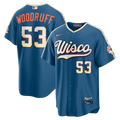 Brandon Woodruff Milwaukee Brewers Nike 2026 City Connect Stadium Jersey - Mineral Blue