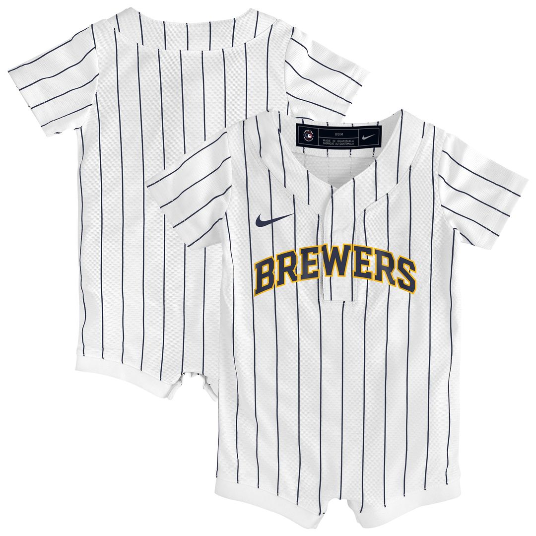 Milwaukee Brewers Nike Newborn & Infant Alternate Replica Romper Jersey - White