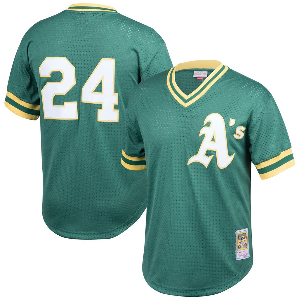 Rickey Henderson Athletics Mitchell & Ness Cooperstown Collection Big & Tall Mesh Batting Practice Jersey - Green