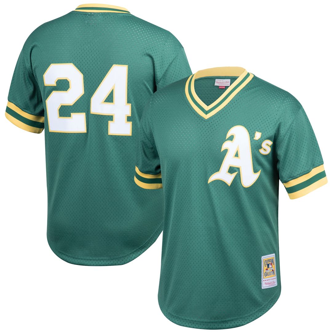 Rickey Henderson Athletics Mitchell & Ness Cooperstown Collection Big & Tall Mesh Batting Practice Jersey - Green