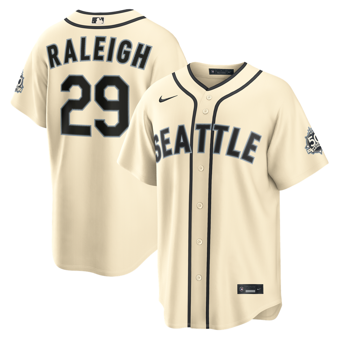 Cal Raleigh Seattle Mariners Nike  Alternate 50th Season Patch Stadium Jersey - Teal