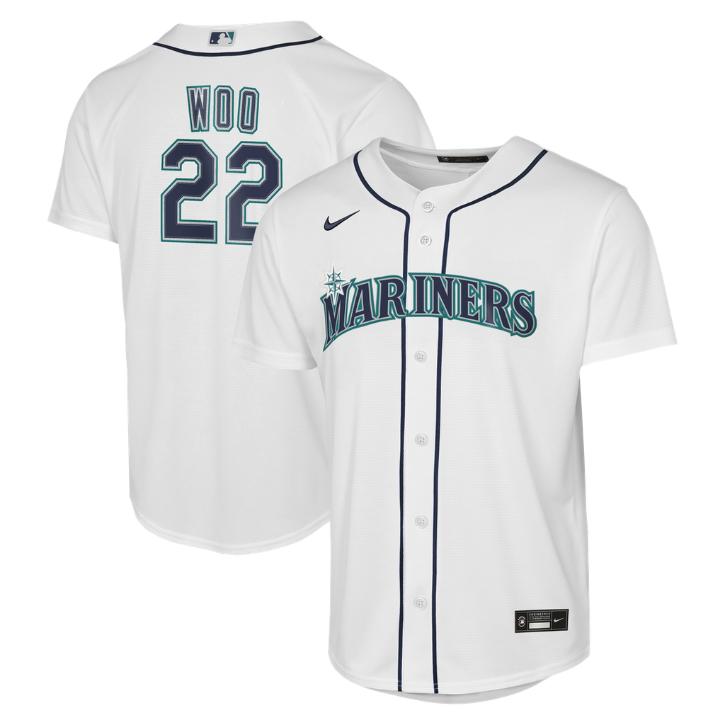 Bryan Woo Seattle Mariners Nike Youth Home Baseline Jersey - White