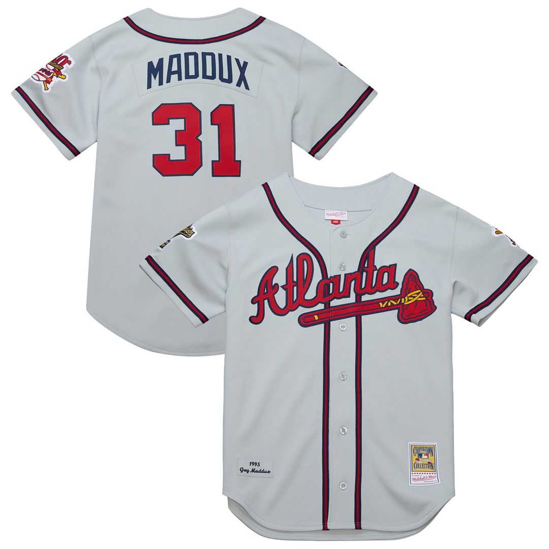 Greg Maddux Atlanta Braves Mitchell & Ness 1995 Throwback Authentic Jersey - Gray