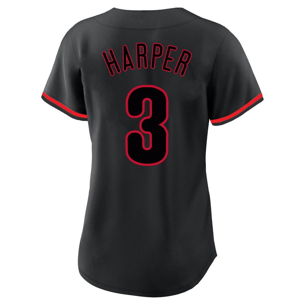 Bryce Harper Philadelphia Phillies Profile Women's Plus Size Player Name & Number Fashion Jersey - Black