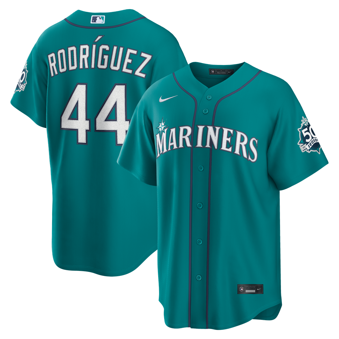 Julio Rodríguez Seattle Mariners Nike Alternate Stadium 50th Season Patch Jersey - Teal
