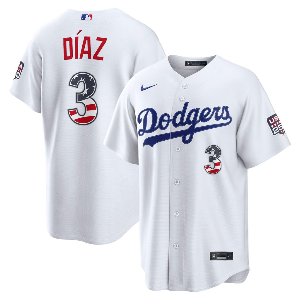 Edwin Díaz Los Angeles Dodgers Nike USA 250 Fourth of July Home Stadium Jersey - White