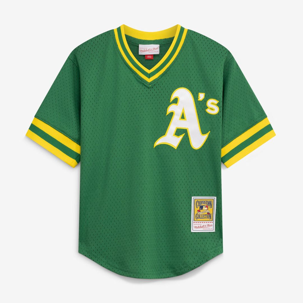 Rickey Henderson Athletics Mitchell & Ness Youth Cooperstown Collection Mesh Batting Practice Jersey - Green