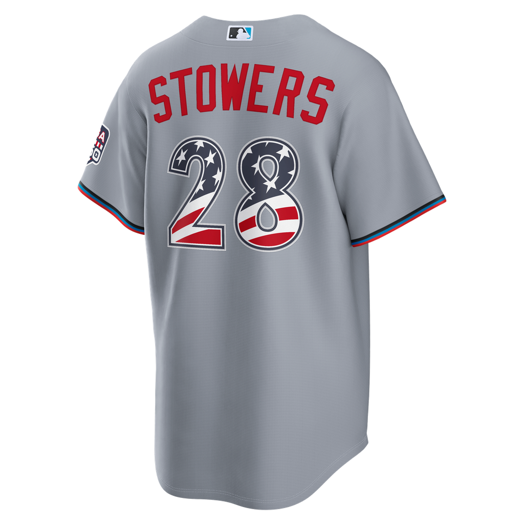 Kyle Stowers Miami Marlins Nike USA 250 Fourth of July Road Stadium Jersey - Gray