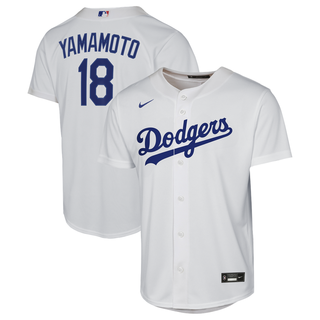 Yoshinobu Yamamoto Los Angeles Dodgers Nike Youth Home Baseline Jersey - White